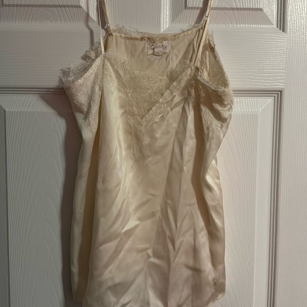 Creme CAMI NYC Tank Top Lace - Spaghetti Strap Top - Size Small LIKE NEW